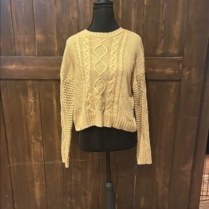 Sanctuary Cable Knit Sweater in Tan